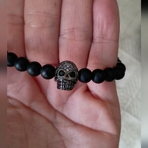 Black skull beaded bracelet by ivory soho